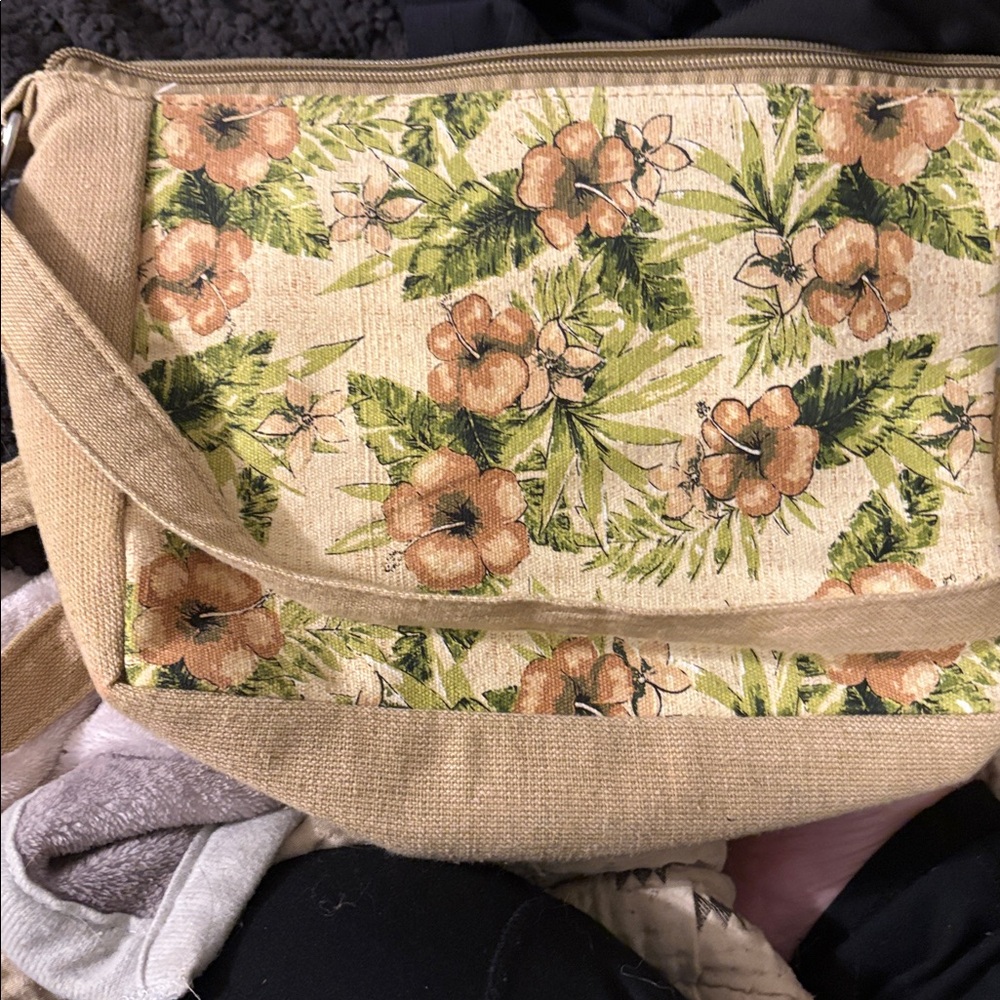 Caribbean Joe Tan Floral Crossbody Bag